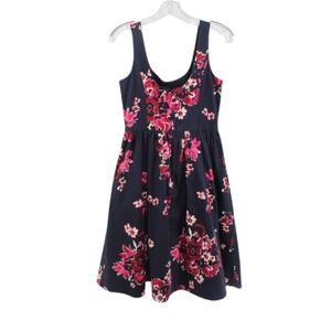 Donna Morgan Floral Fit & Flare Midi Dress Navy Women's 6 Sleeveless